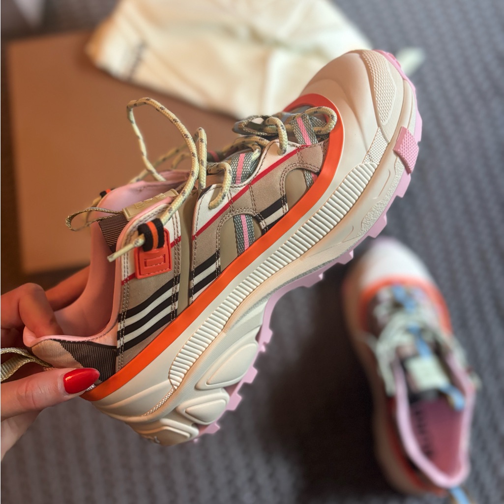 Burberry Cream And Pink Sneakers